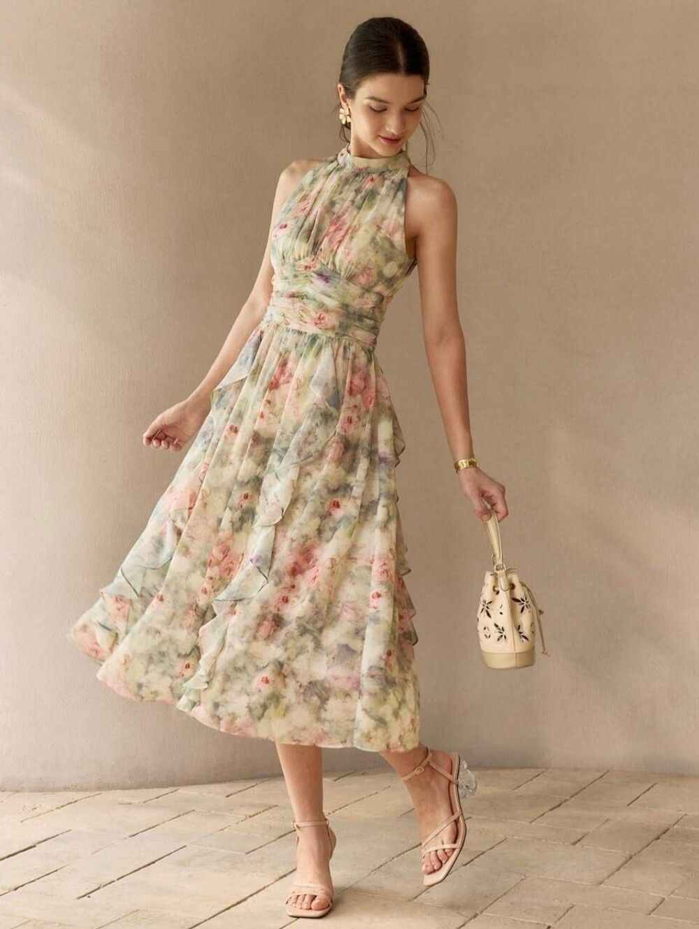 NWT MOTF Floral Halter Dress